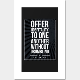 1 Peter 4:9 Subway style (white text on black) Posters and Art